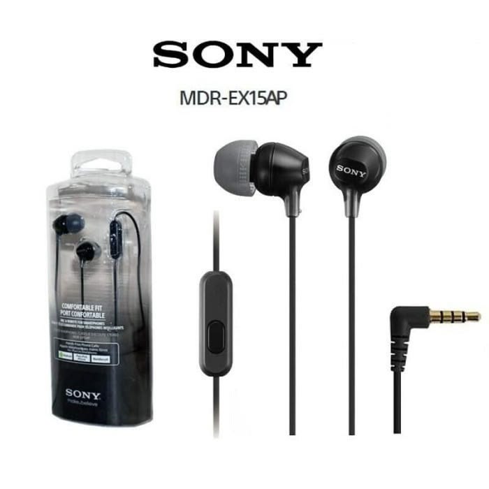 Sony MDR EX15AP Wired Earphones (Black & White)